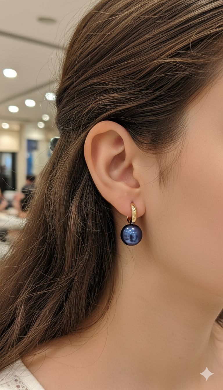 Gold finish Colourful pearl drop earrings