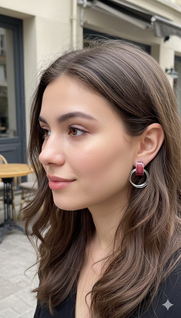 Colourful stud ring earrings