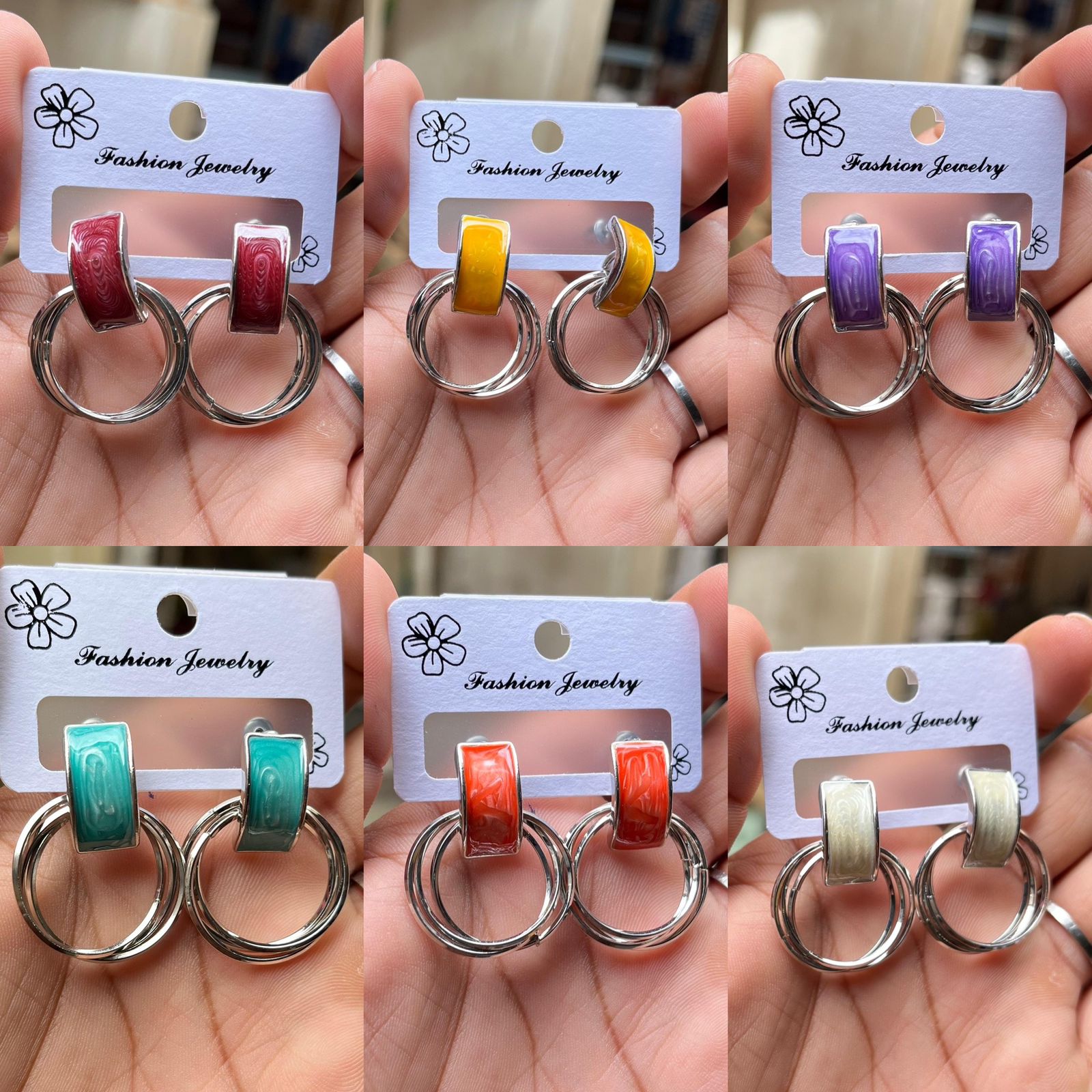 Colourful stud ring earrings