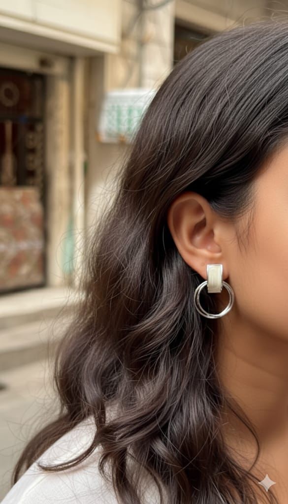 Colourful stud ring earrings