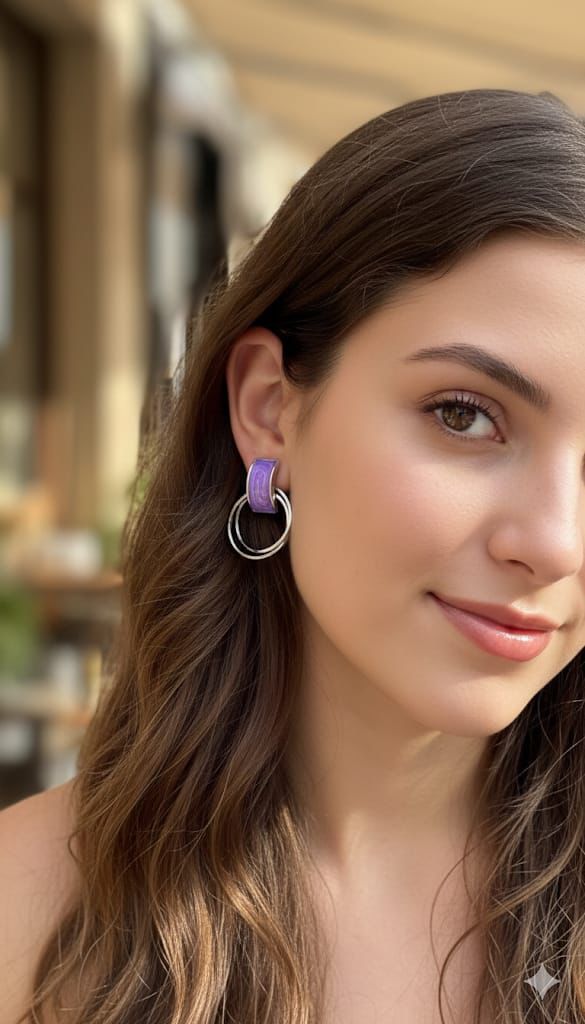 Colourful stud ring earrings