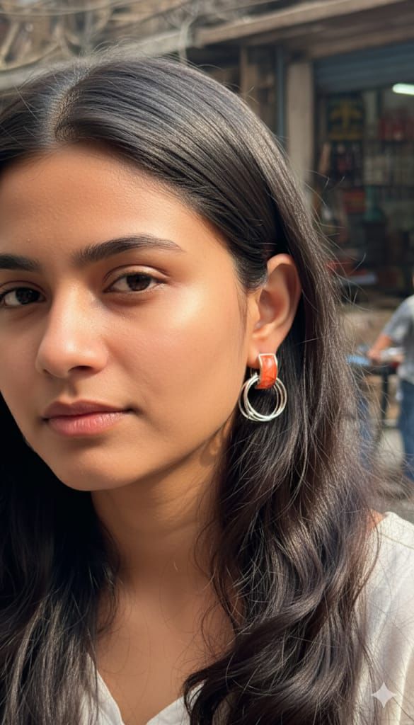 Colourful stud ring earrings