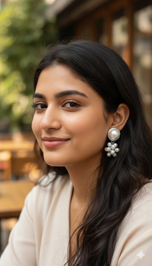 Pearl stud with cluster Pearl hanging earrings