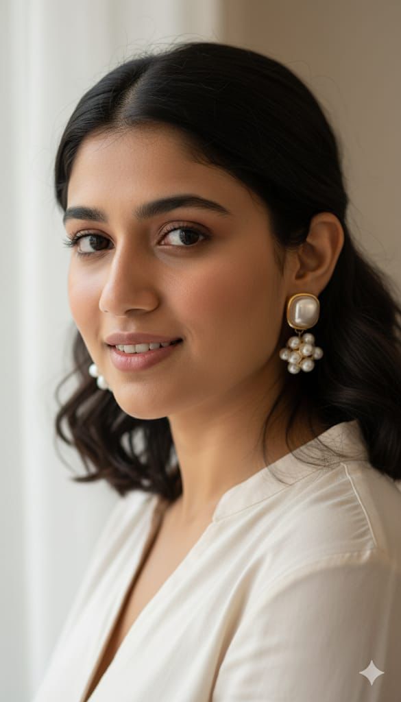 Pearl stud with cluster Pearl hanging earrings