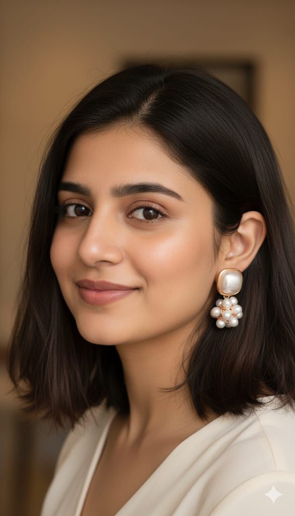 Pearl stud with cluster Pearl hanging earrings